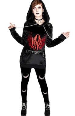 Restyle DOUBLE CRESCENT VELVET LEGGINGS gothic black leggings