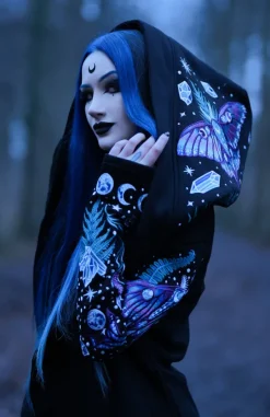 Restyle ENCHANTED FOREST HOODIE with detailed embroidery moth and fern