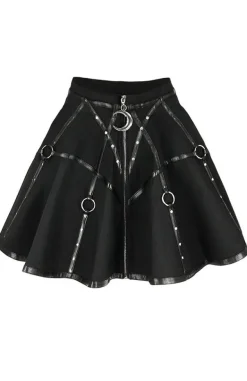 Restyle Gothic black harness circle MOON MISTRESS SKIRT