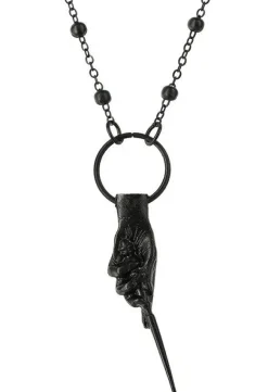 Restyle Gothic Black MAGIC WAND Pendant Hand of the Witch