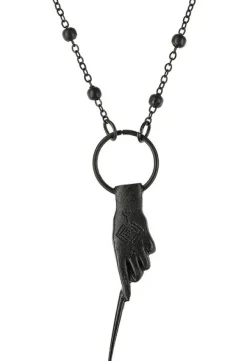 Restyle Gothic Black MAGIC WAND Pendant Hand of the Witch