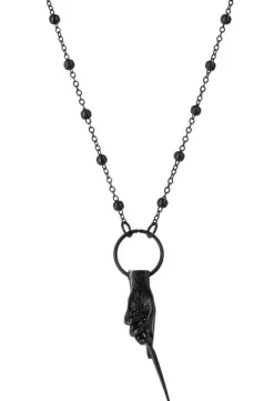 Restyle Gothic Black MAGIC WAND Pendant Hand of the Witch