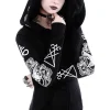 Restyle Gothic Blouse with oversized hood, ram skull and pentagram "RITUAL HOODIE"