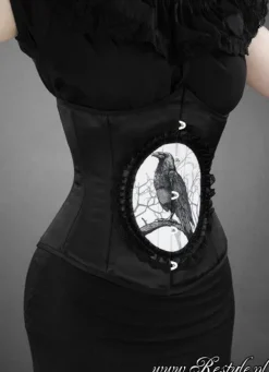 Restyle gothic cameo underbust corset with crow "DARK RAVEN"