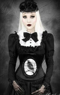 Restyle gothic cameo underbust corset with crow 