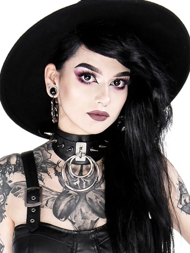 Restyle Gothic choker DOUBLE SPIKED CHOKER