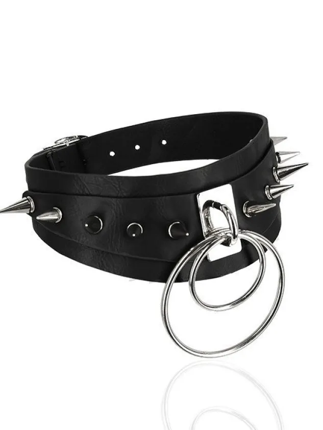 Restyle Gothic choker DOUBLE SPIKED CHOKER