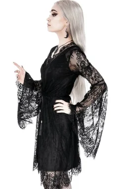 Restyle Gothic Eyelash Lace Dress Black