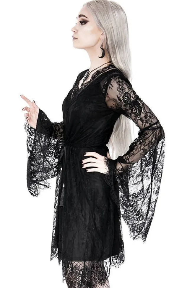 Restyle Gothic Eyelash Lace Dress Black