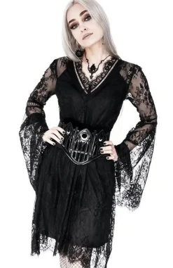 Restyle Gothic Eyelash Lace Dress Black