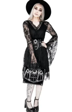 Restyle Gothic Eyelash Lace Dress Black