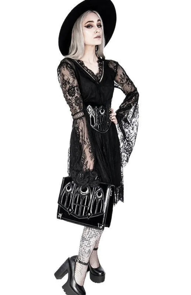 Restyle Gothic Eyelash Lace Dress Black