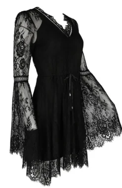 Restyle Gothic Eyelash Lace Dress Black