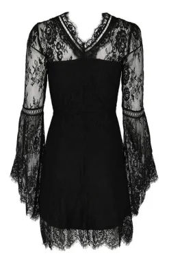 Restyle Gothic Eyelash Lace Dress Black