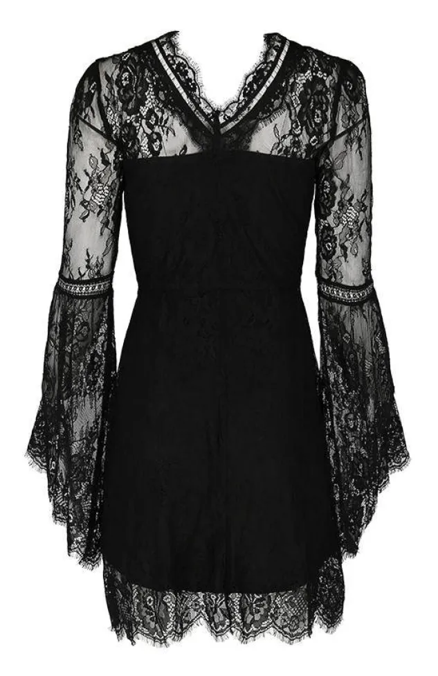 Restyle Gothic Eyelash Lace Dress Black