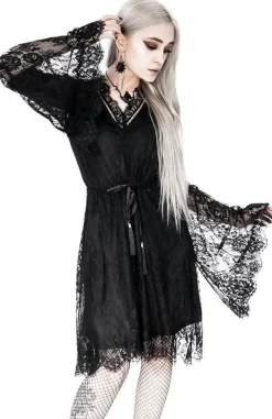 Restyle Gothic Eyelash Lace Dress Black