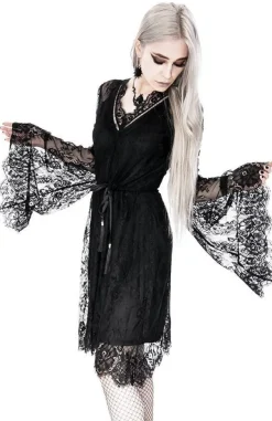 Restyle Gothic Eyelash Lace Dress Black