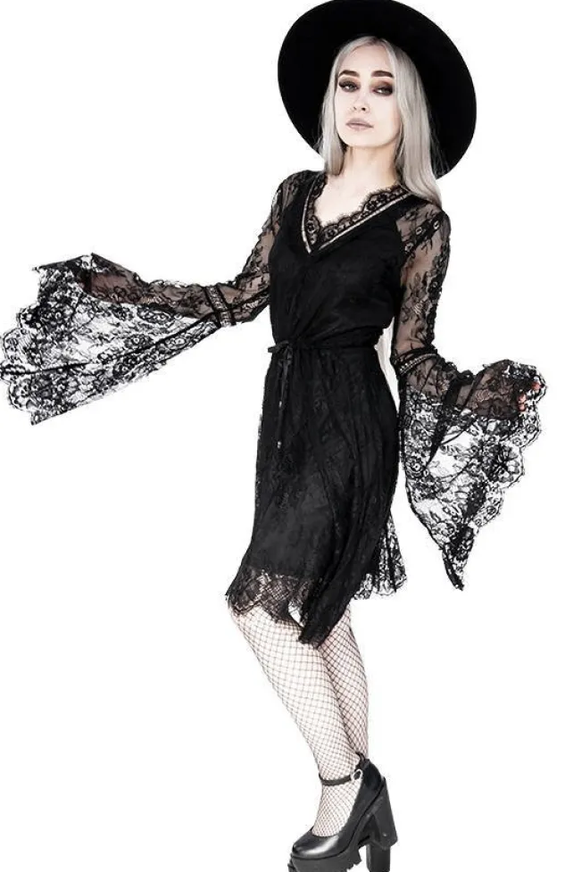 Restyle Gothic Eyelash Lace Dress Black