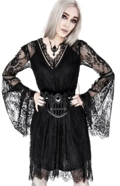 Restyle Gothic Eyelash Lace Dress Black