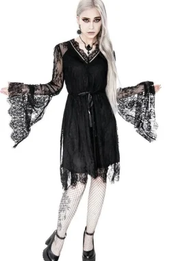 Restyle Gothic Eyelash Lace Dress Black