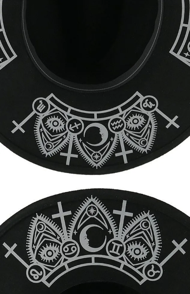 Restyle Gothic Fortune Teller Hat with wide brim, wool