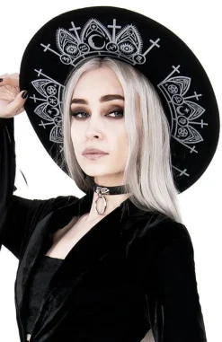 Restyle Gothic Fortune Teller Hat with wide brim, wool