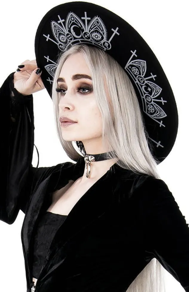 Restyle Gothic Fortune Teller Hat with wide brim, wool
