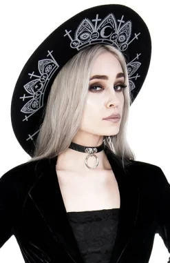 Restyle Gothic Fortune Teller Hat with wide brim, wool