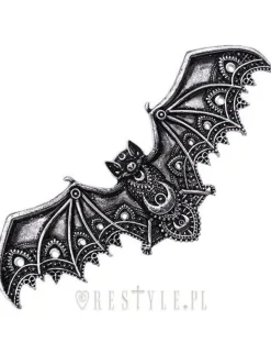 Restyle Gothic hair barrette crescent bat, occult jewellery "LACE BAT SILVER HAIRCLIP"