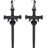 Restyle Gothic moon earrinngs, Occult jewellery "BLACK SWORDS EARRINGS"