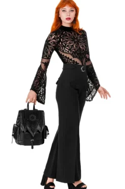 Restyle Gothic Rosette Backpack with pockets Inverted Cathedral embroidery