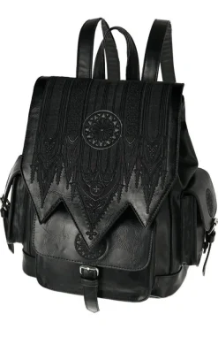 Restyle Gothic Rosette Backpack with pockets Inverted Cathedral embroidery