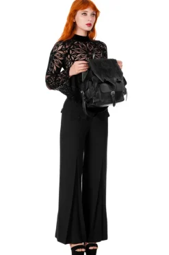 Restyle Gothic Rosette Backpack with pockets Inverted Cathedral embroidery