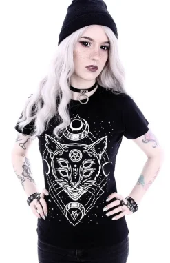 Restyle Gothic t-shirt with a Moon Cat 