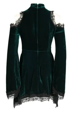 Restyle GREEN GAYA DRESS Velvet tunic with bow and side pockets