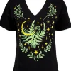 Restyle Herbal T-shirt with a choker and fern leaf