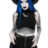 Restyle JASMIN CRESCENT TOP Crop top with black zircons