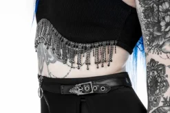 Restyle JASMIN CRESCENT TOP Crop top with black zircons