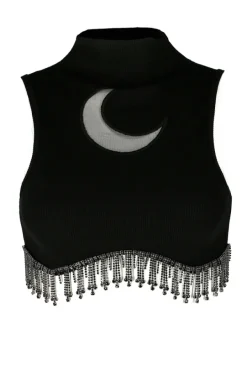 Restyle JASMIN CRESCENT TOP Crop top with black zircons