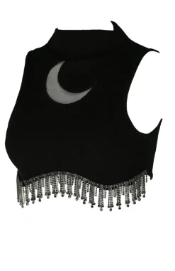 Restyle JASMIN CRESCENT TOP Crop top with black zircons