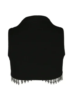 Restyle JASMIN CRESCENT TOP Crop top with black zircons