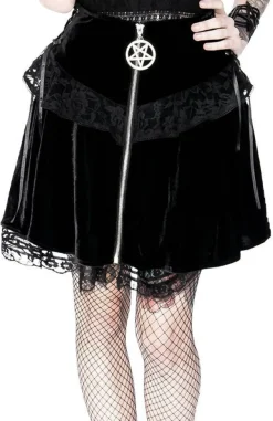 Restyle Lace up velvet Mini skirt with pentagram