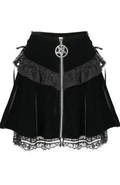 Restyle Lace up velvet Mini skirt with pentagram
