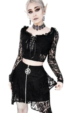 Restyle Layered Lace Gothic Skirt with pentagram