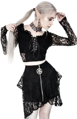 Restyle Layered Lace Gothic Skirt with pentagram