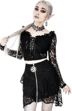 Restyle Layered Lace Gothic Skirt with pentagram