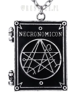Restyle Locket pendant, book shaped necklace, occult jewellery, crescent "NECRONOMICON BOOK"