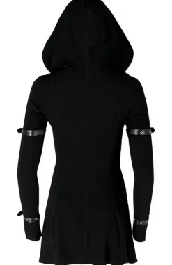 Restyle Long asymmetric Black Hecate Draped Hoodie
