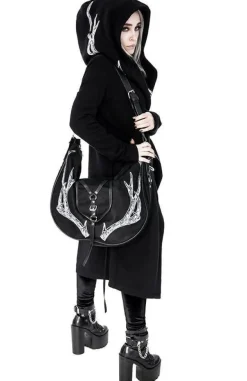 Restyle Long, gothic Into the Wild Hoodie with oversized hood and antlers