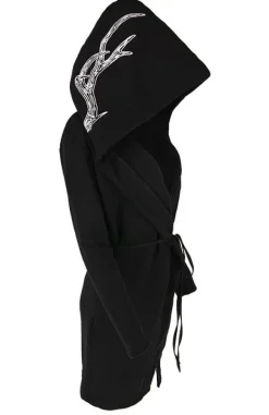 Restyle Long, gothic Into the Wild Hoodie with oversized hood and antlers